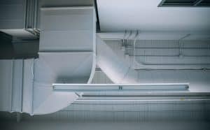 Industrial and commercial air duct view from below