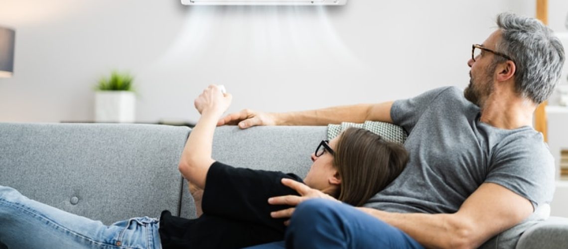 Happy Family Using Air Condition In House